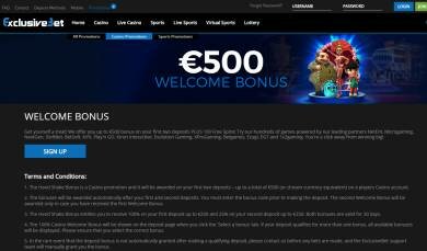 €500 Welcome Bonus at Exclusivebet